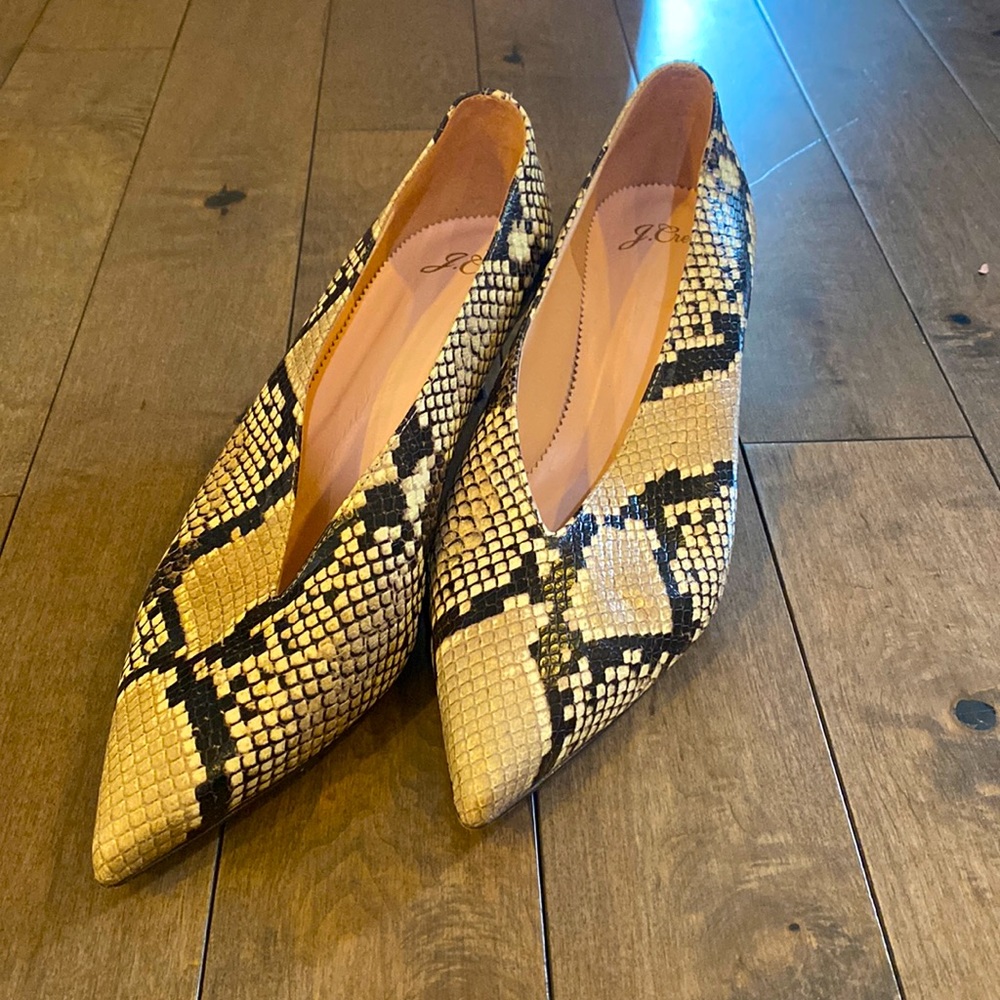 Jcrew snake print heels. Good condition, size 9.5